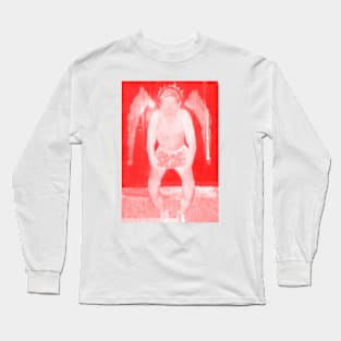 Portrait. Digital collage, special processing. Man in briefs, looking. Angel. Red and white. Long Sleeve T-Shirt